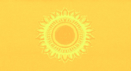 Folk yellow sunflower pattern. Peace symbol, Stop the war. Support Ukraineの写真素材