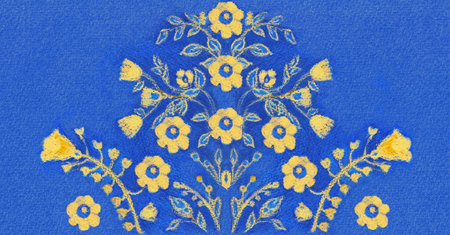 Ukraine banner. Folk pattern in the colors of the national flag of Ukraine. Peace symbol, Stop the...