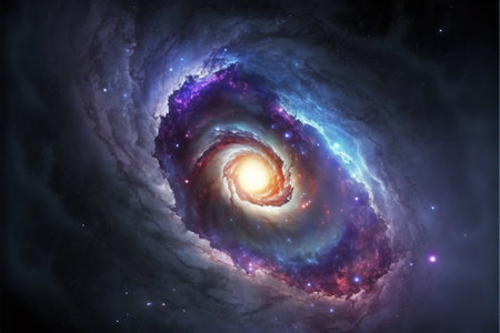 Purple and blue space with stars. Fantasy galaxy