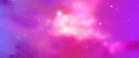 Space vector background with realistic nebula and shining stars. Magic colorful galaxy with stardustのイラスト素材