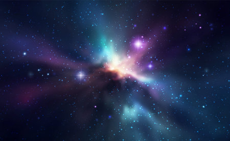 Space vector background with realistic nebula and shining stars. Magic colorful galaxy with stardustのイラスト素材