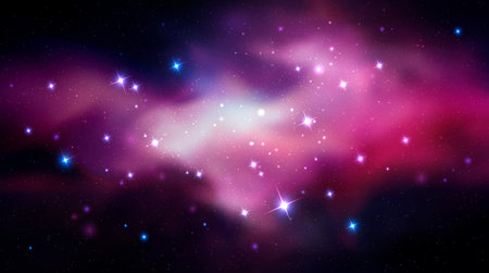 Vector space galaxy realistic illustration. Colorful nebula backgroundのイラスト素材