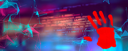 Digital Binary Code on Dark Red Background. Data Breachのイラスト素材