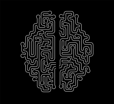 Brain Shape Maze Vector Design. Solve Problem Conceptのイラスト素材