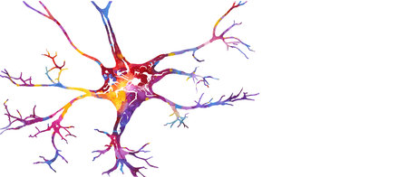 Neuron colorful watercolor vector illustrationのイラスト素材