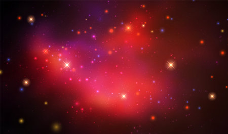 Space vector background with realistic nebula and shining stars. Magic colorful galaxy with stardustのイラスト素材