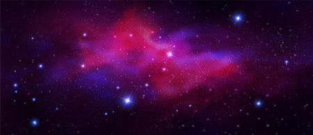 Space vector background with realistic nebula and shining stars. Magic colorful galaxy with stardustのイラスト素材