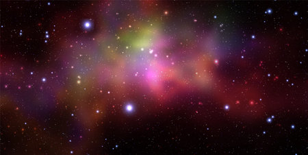 Space vector background with realistic nebula and shining stars. Magic colorful galaxy with stardust