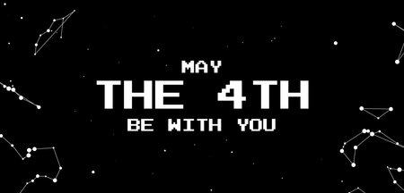 Happy May the 4th. Cosmos, universe futuristic vector illustration with letteringのイラスト素材