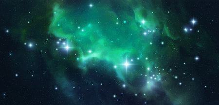 Space vector background with realistic nebula and shining stars. Magic colorful galaxy with stardust