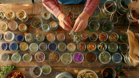 Herbal Tea Blending Workshop. Variety of herbalの素材