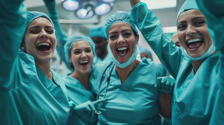 Healthcare Workers Celebrating A Major Successesの素材