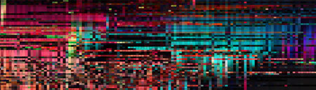 Trendy glitch pattern on dark background. Abstract geometric elementsのイラスト素材