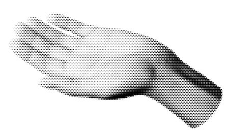 Halftone image of hand. Pop art retro style illustrationのイラスト素材