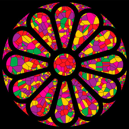 Stained glass rosette vector illustrationのイラスト素材