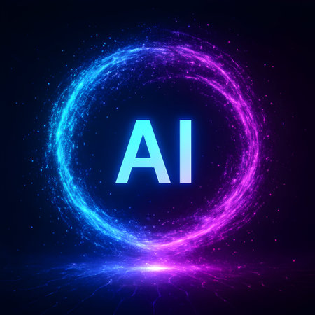 Abstract background with neon lights and letter A. Vector Illustration.の素材