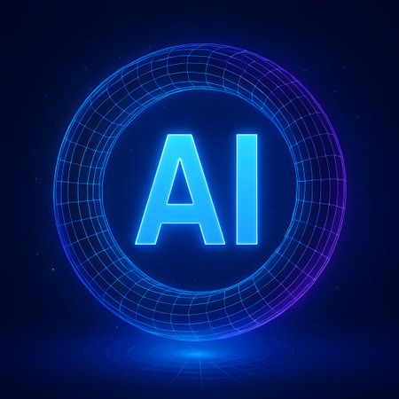 AI Artificial Intelligence. Artificial intelligence concept. Vector illustration in neon styleの素材