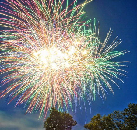 Colorful fireworks display in the night skyの素材