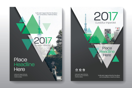 Green Color Scheme with City Background Business Book Cover Design   Template in A4. Can be adapt to Brochure, Annual Report,   Magazine,Poster, Corporate Presentation, Portfolio, Flyer, Banner,   Website.のイラスト素材