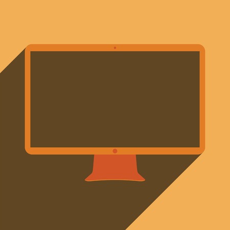 Flat long shadow icon computer for web.の写真素材