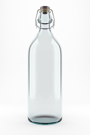 Empty transparent bottle  Isolated on the white backgroundの写真素材