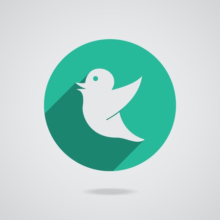 Social network white icon bird in black silhouette isolated on the teal background のイラスト素材