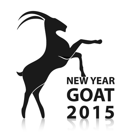Chinese New Year 2015, goat animals black silhouette geometric isolated on white background. Vector illustration EPS10のイラスト素材