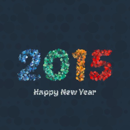 Creative colorful circle halftone pattern. Happy New Year 2015 design greetings card vector...