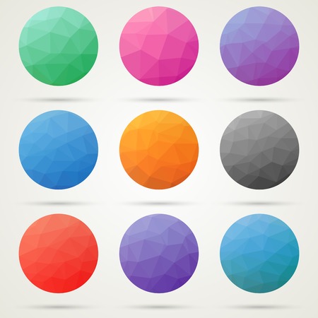 Triangle low poly circles set. Abstract business icons concept. のイラスト素材