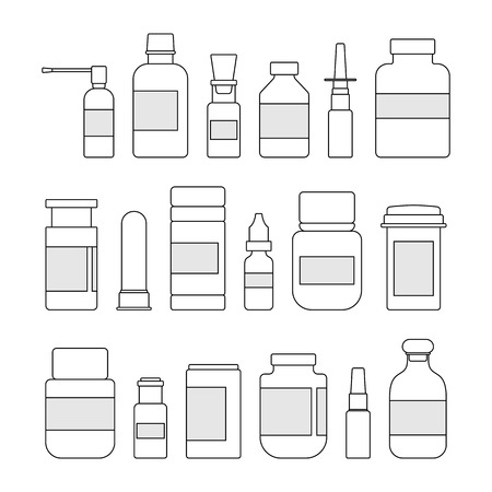 Medicine outline bottles collectionのイラスト素材