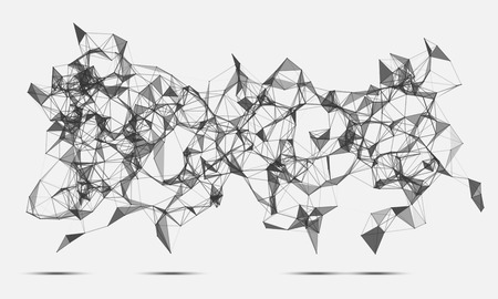 Abstract triangles space low poly. White background with connecting dots and lines. Light connection structure. Polygonal vector background. Futuristic HUD.のイラスト素材