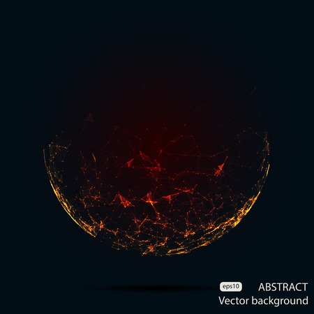 Abstract vector mesh spheres. Futuristic technology low poly style. Elegant dots background for business presentations. のイラスト素材