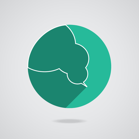 Logo speech bubbles in flat design with long shadow. Green button isolated on white background.の写真素材