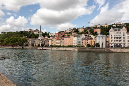 The Saone river in Lyon city. Summer Franceの写真素材