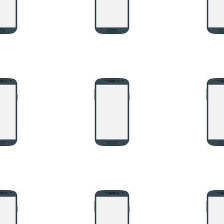 Seamless blue mobile phone set with blank screen isolated on white background. Modern concept smartphone device with digital display. Illustration mockup. Vector EPS10のイラスト素材