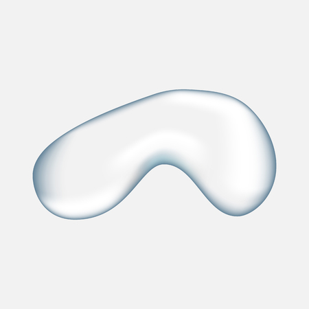 Realistic pure and transparent water drop with shadow on gray backgroundの写真素材