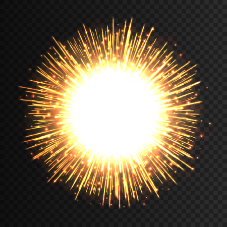 Transparent light flare fireworks effect. Isolated sparks for insert your design. Vector illustration EPS10のイラスト素材