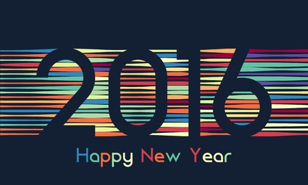 Happy new 2016 year. Colorful design in line.のイラスト素材