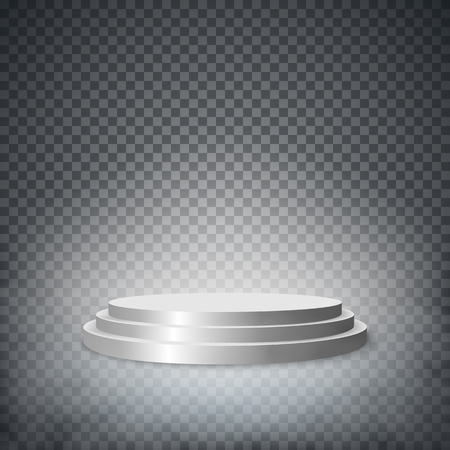 Round stage podium for exhibition, presentation circle pedestal isolated on white background. Vector illustration.のイラスト素材
