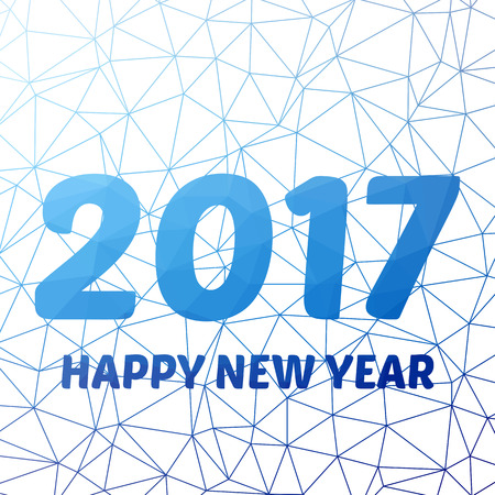 Happy New Year 2017 blue triangle background. Greeting card. Vector illustrationのイラスト素材