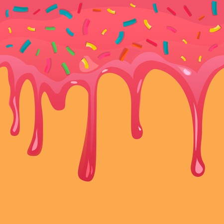 Doughnut glaze sweet pattern dripping. Confectionery delicious glaze seamless. Vector illustrationのイラスト素材