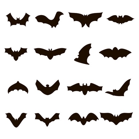 Big set of black silhouettes bats. Vector illustration for halloweenのイラスト素材