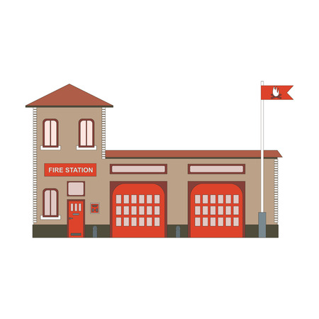Fire station building icon. Vector flat illustrationのイラスト素材