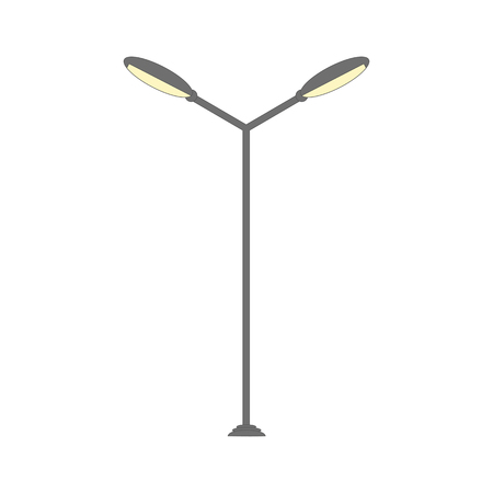 Street light object silhouette. Flat road metal lamp symbol icon. Vintage electricity urban lantern light, exterior old lamp Vector illustrationのイラスト素材