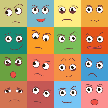Vector smile day, creative smile cartoon style smiles with different emotions.のイラスト素材