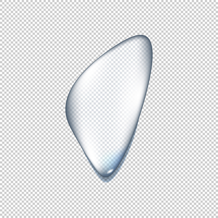 Realistic pure and transparent water drops set with shadow on gray background. Vector illustrationのイラスト素材