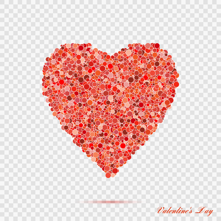 Valentines red heart shape with many dots. Vector illustration love symbolのイラスト素材