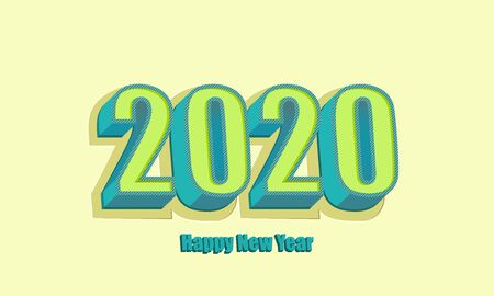 Happy new year 2020 3d greeting banner with shadow. Vector illustration