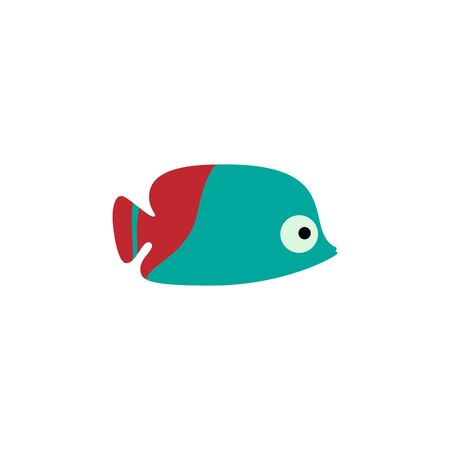 Aquarium red fish isolated on white background. Cartoon sea exotic fish. Vector illustrationのイラスト素材