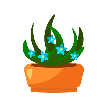 Houseplants inside pot. Flower potted plant for indoor and outdoor landscape design isolated on white. Vector illustrationのイラスト素材